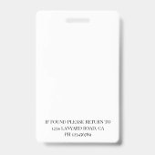 Hochzeitsplaner-ID-Foto Einfaches Logo-Abzeichen Ausweis (Back)