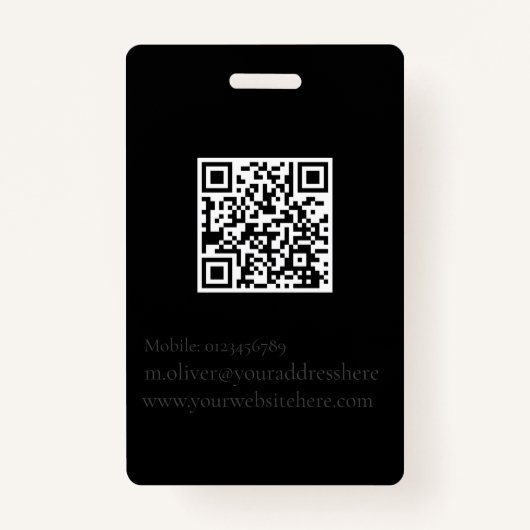 Hochzeitsplaner-ID-Foto Schwarzer QR-Code Logo-Abz Ausweis (Rückseite)