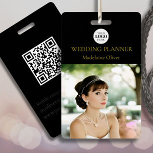 Hochzeitsplaner-ID-Foto Schwarzes QR-Code-Logo-Abz Ausweis
