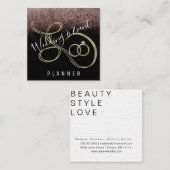 Hochzeitsplaner & Imitate Glitzer Gold Ring Quadratische Visitenkarte (Vorne/Hinten)