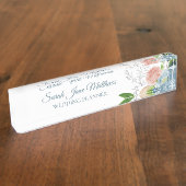 Hochzeitsplaner mit elegantem, blauen Blütenpädago Namensplakette (Seite)