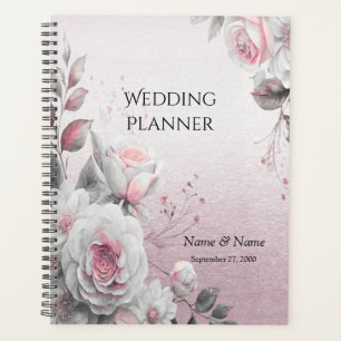 Hochzeitsplaner mit rosa weißen Blumen Planer