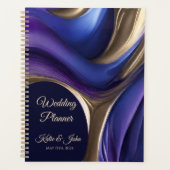 Hochzeitsplaner Moderne Abstrakt-blaue Lila Gold- Planer (Vorderseite)