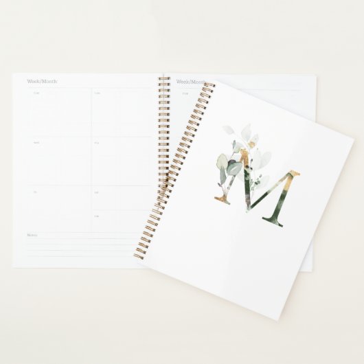 Hochzeitsplaner Monogram M Elegante Grüne Planer (Anzeige)