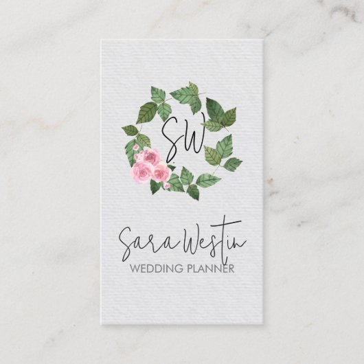 Hochzeitsplaner-Monogramm Visitenkarte (Vorderseite)