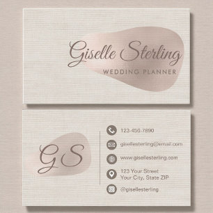 Hochzeitsplaner Neutrales Beige Leinen Abstract Visitenkarte