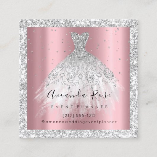 Hochzeitsplaner Pink Confetti Silver Gray Terminkarte (Vorderseite)