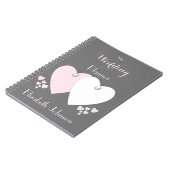 Hochzeitsplaner rosa und grau mit Herz und Namen Notizblock (Linke Seite)