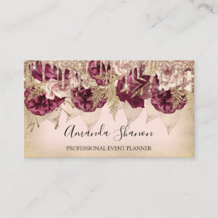 Hochzeitsplaner-Rose Blume Tropfen QR-Logo Visitenkarte
