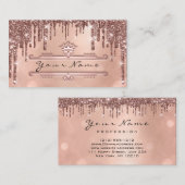 Hochzeitsplaner Rose Glitzer Tropfen Kronen Visitenkarte (Vorne/Hinten)