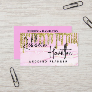 Hochzeitsplaner Rose Glitzer Tropfen Royal Visitenkarte