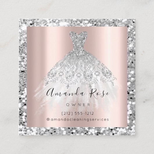Hochzeitsplaner Rose Gold GlitterSilver Gray Terminkarte (Vorderseite)
