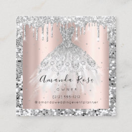 Hochzeitsplaner Rose Gold GlitterSilver Tropfen Terminkarte