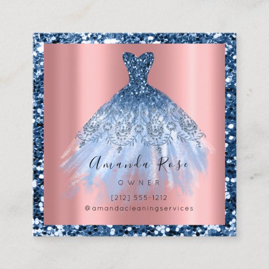 Hochzeitsplaner Rose Gold Glitzer Blue Navy Terminkarte (Vorderseite)