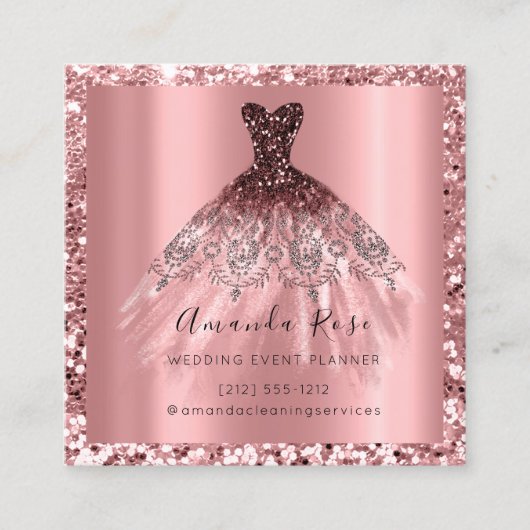 Hochzeitsplaner Rose Gold Glitzer Spark Terminkarte (Vorderseite)