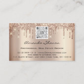Hochzeitsplaner Rose Gold Tropfen Logo QR Visitenkarte (Rückseite)