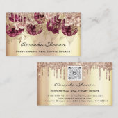 Hochzeitsplaner Rose Gold Tropfen LogoQR-Code Visitenkarte (Vorne/Hinten)