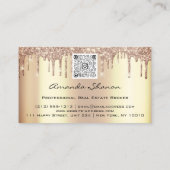 Hochzeitsplaner Rose Gold Tropfen LogoQR-Code Visitenkarte (Rückseite)
