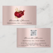 Hochzeitsplaner Rote Gold Rose Logo QR CODE Visitenkarte (Vorne/Hinten)