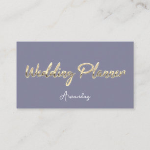 Hochzeitsplaner Script Gold QR Code Logo Grau blau Visitenkarte