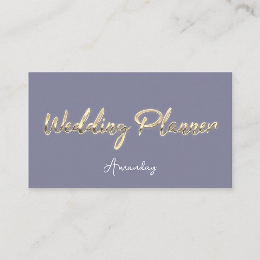 Hochzeitsplaner Script Gold QR Code Logo Grau blau Visitenkarte (Vorderseite)
