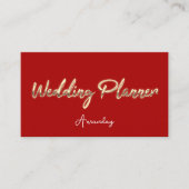 Hochzeitsplaner Script Gold QR Code Logo Rot Visitenkarte (Vorderseite)