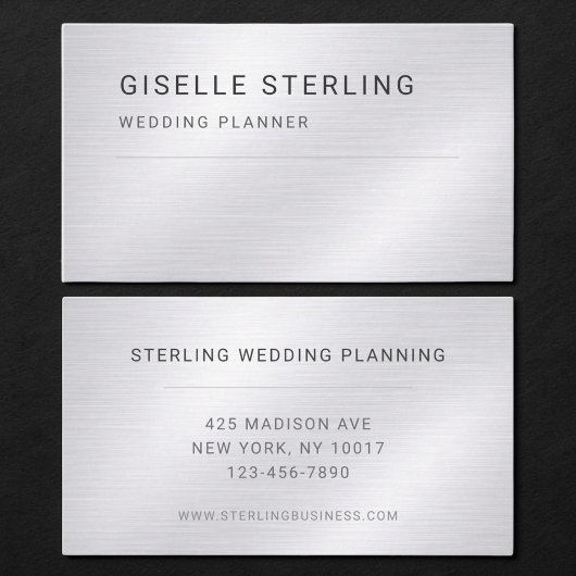 Hochzeitsplaner Silber Metallic Professionell Visitenkarte