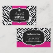 Hochzeitsplaner - Trendy Zebra Print Hot Pink Visitenkarte (Vorne/Hinten)