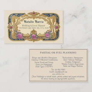 Hochzeitsplaner Viktorianisch rosa Rosen Gold Visitenkarte