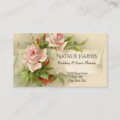 Hochzeitsplaner Vintag Rosa Rosen Elegant Visitenkarte (Vorderseite)