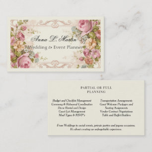 Hochzeitsplaner Vintage Elegant Französisches Land Visitenkarte