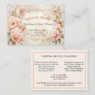Hochzeitsplaner Vintage-Rosa Rosen Elegant Visitenkarte