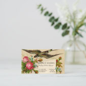 Hochzeitsplaner Vintage Rote Rosen Bluebird Visitenkarte (Stehend Vorderseite)