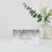 Hochzeitsplaner Visitenkarte - weiße Hydrangeas (Stehend Vorderseite)