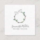 Hochzeitsplaner Weißer Blume Hochzeitsring-Logo Quadratische Visitenkarte (Vorderseite)