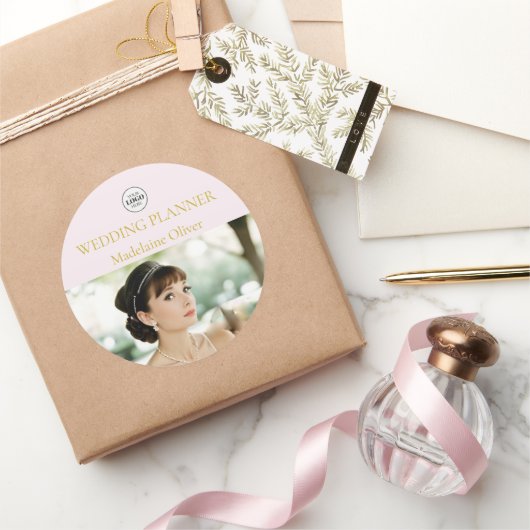 Hochzeitsplaner Wellness-Center Foto Rosa Runder Aufkleber (Schenken)