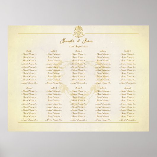 Hochzeitsplankarte Vintages Pergamentpapier Poster (Vorne)