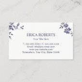 Hochzeitsplanung Elegante Blauen Flora Visitenkarte (Rückseite)