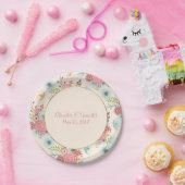 Hochzeitsplatte für Elfenbein, Blau und Korallen Pappteller (Party)