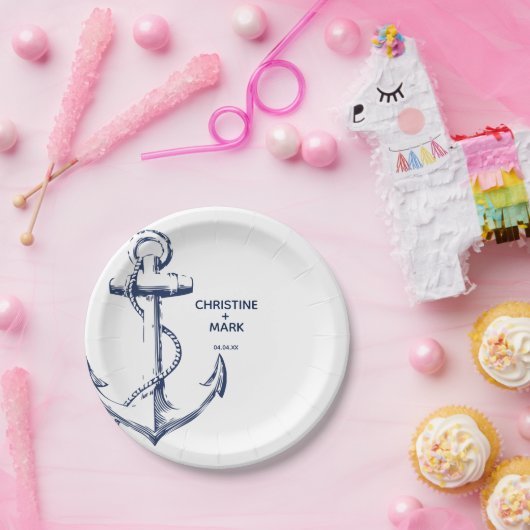 Hochzeitsplatte für Nautische Navy Pappteller (Party)