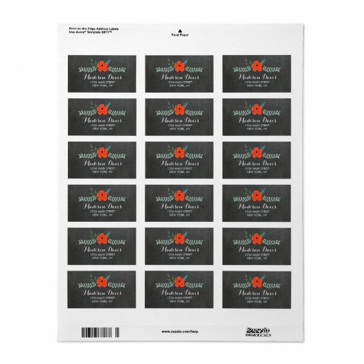 Hochzeitsplatten für Vintage Blumenmuster Adressaufkleber (Vorne)