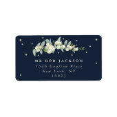 Hochzeitsplattform Navy Snowberry+Eucalyptus Adressaufkleber (Vorne)