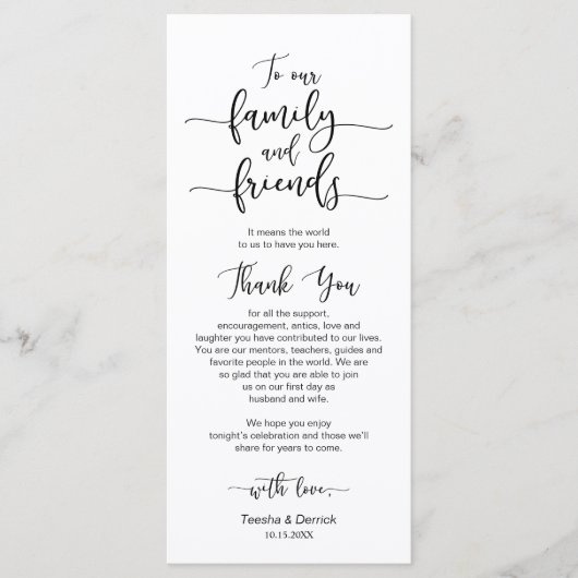 Hochzeitsplattform Vielen Dank, Black Schriftart C Programm (Vorderseite)