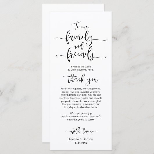 Hochzeitsplattform Vielen Dank, Black Schriftart C Programm (Vorne/Hinten)