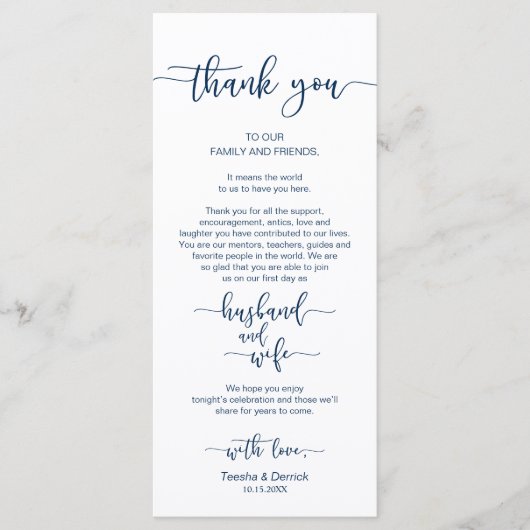 Hochzeitsplattform Vielen Dank, Navy Blue, Card Programm (Vorderseite)
