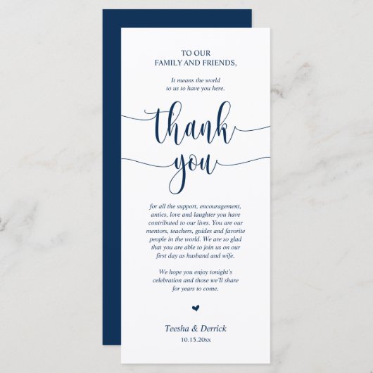 Hochzeitsplattform Vielen Dank, Navy Blue Card Programm (Vorne/Hinten)