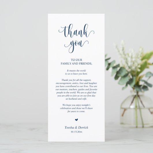 Hochzeitsplattform Vielen Dank, Navy Blue Card Programm (Stehend Vorderseite)