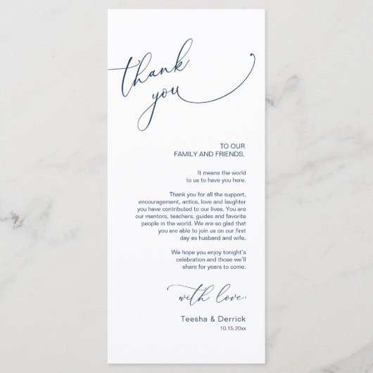 Hochzeitsplattform Vielen Dank, Navy Blue Card Programm (Vorderseite)