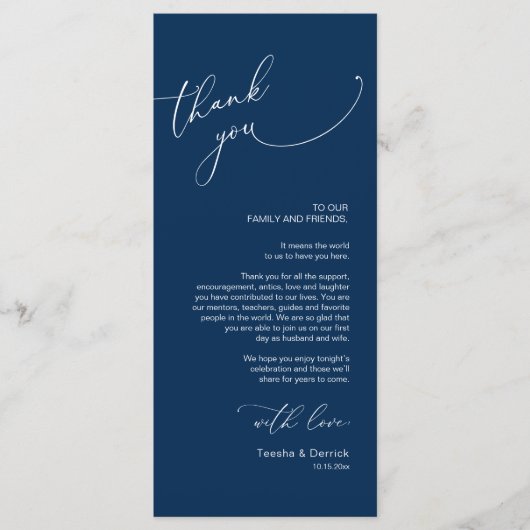 Hochzeitsplattform Vielen Dank, Navy Blue Card Programm (Vorderseite)