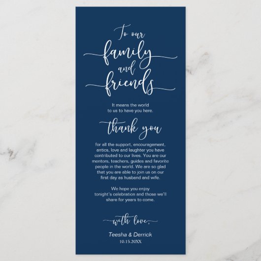 Hochzeitsplattform Vielen Dank, Navy Blue, Karten (Vorderseite)